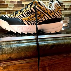 Fila tennis shoes, leopard zebra